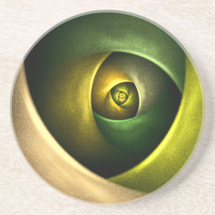 Grönt Swirl Blommigt Modern Abstrakt Art Mönster # Underlägg