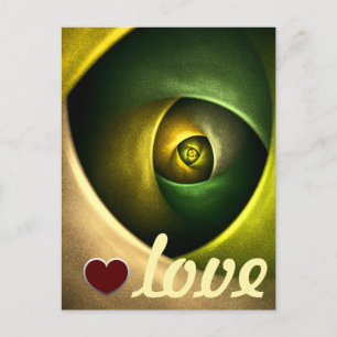 Grönt Swirl Blommigt Modern Abstrakt Art Mönster # Vykort