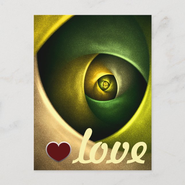 Grönt Swirl Blommigt Modern Abstrakt Art Mönster # Vykort (Framsida)