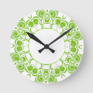 Grönt Swirl Clock Rund Klocka