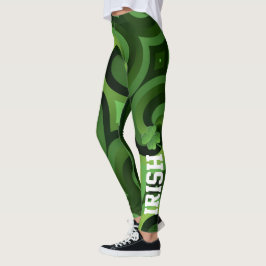 Grönt Swirl Irish St. Patrick's Day Shamrock Leggings