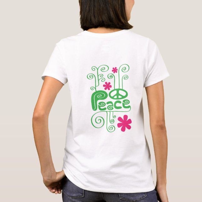 Grönt Swirls Peace Tshirt Tee Shirt (Baksida)