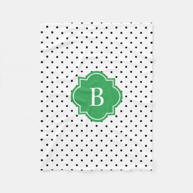 Grönt Swiss Dots | Monogram Fleece Blanket (Framsidan)