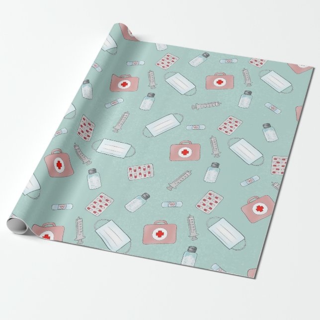 Grönt Symbols Gift Wrapping Papper Presentpapper (Utrullad)
