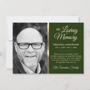 Grönt Sympathy Funeral Memory TACK Photo Inbjudningar