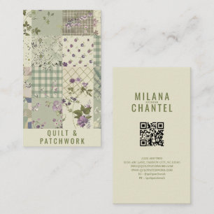 Grönt Syren Kvist Kuddvar Patchwork Handgjorda Klä Visitkort