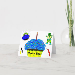 Grönt tack för muffin för Spaceship för Kort