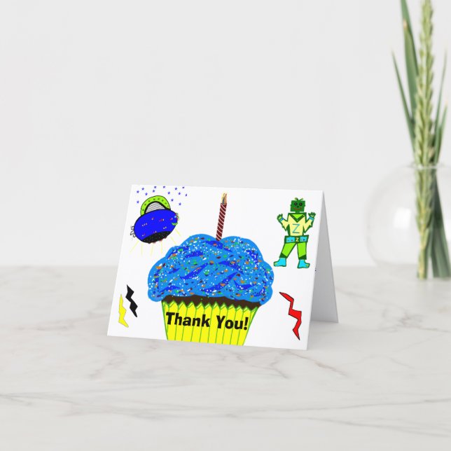 Grönt tack för muffin för Spaceship för Kort (Framsida)