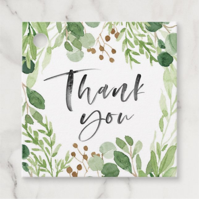 Grönt tack förmånsetiketter gåvor etiketter (Framsida)