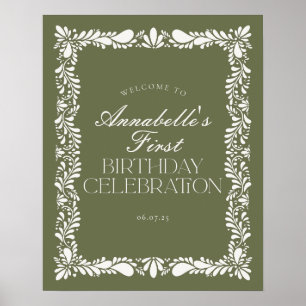 Grönt Talavera Spain Fiesta Birthday Välkommen Poster