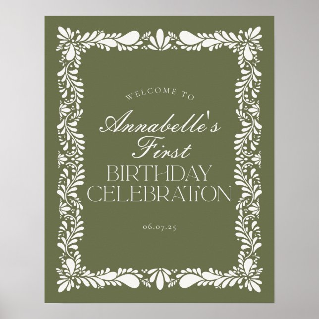 Grönt Talavera Spain Fiesta Birthday Välkommen Poster (Framsidan)