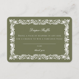 Grönt Talavera Tile Diaper Raffle Card Insert Tilläggskort