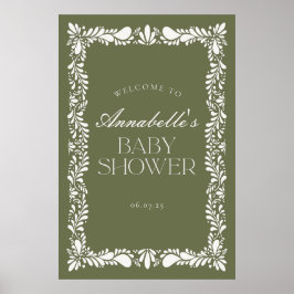 Grönt Talavera Tile Fiesta Baby Shower Välkommen Poster