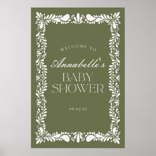 Grönt Talavera Tile Fiesta Baby Shower Välkommen Poster