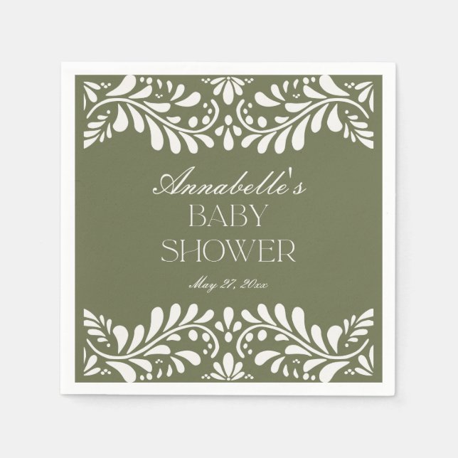 Grönt Talavera Tile Spain Fiesta Baby Shower Pappersservett (Framsidan)