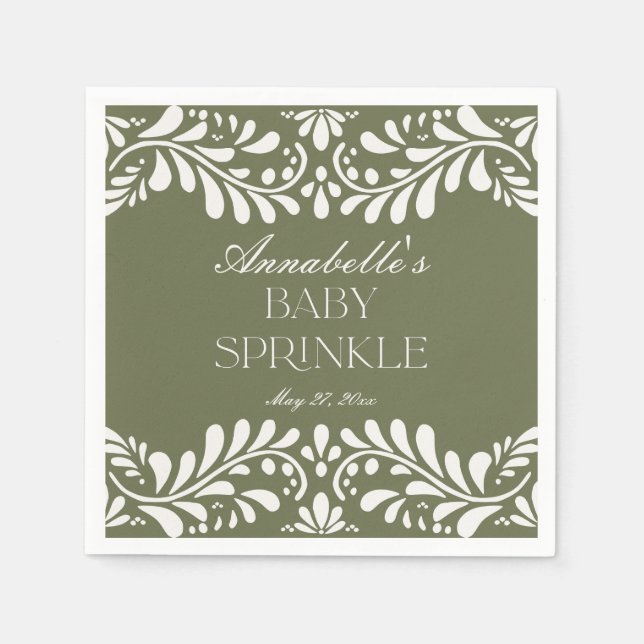 Grönt Talavera Tile Spain Fiesta Baby Sprinkle Pappersservett (Framsidan)