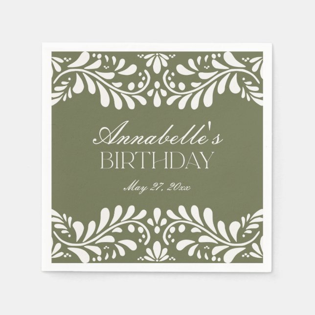 Grönt Talavera Tile Spain Fiesta Birthday Pappersservett (Framsidan)