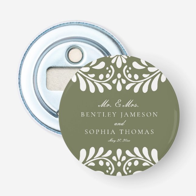 Grönt Talavera Tile Spain Fiesta Wedding Favors Flasköppnare (Framsidan)