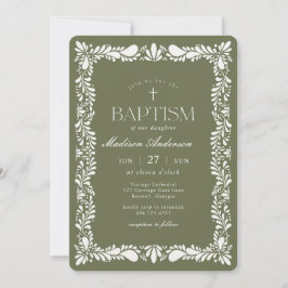 Grönt Talavera Tile Spansk Fiesta Baptism Inbjudningar