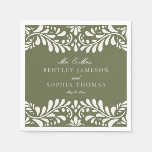 Grönt Talavera Tile Spanska Stil Fiesta Bröllop Pappersservett