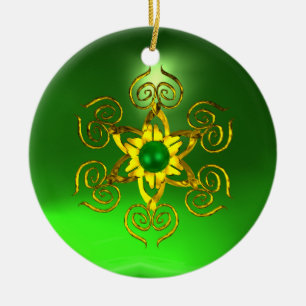 GRÖNT TALISMAN EMERALD JULGRANSPRYDNAD KERAMIK
