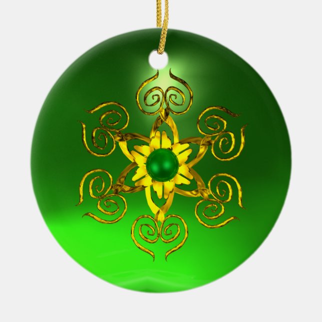 GRÖNT TALISMAN EMERALD JULGRANSPRYDNAD KERAMIK (Framsidan)