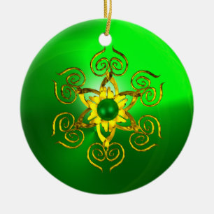 GRÖNT TALISMAN EMERALD JULGRANSPRYDNAD KERAMIK