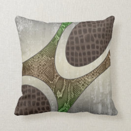 Grönt/Tan Abstrakt Snakeskin Crop Pillow Kudde
