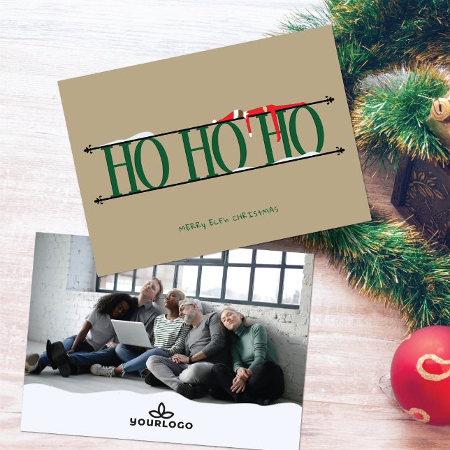 Grönt & Tan Elf Shenanigans Corporate jul Julkort (Skapare uppladdad)