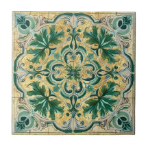 Grönt Tan Guld Se Talavera Azulejo Tile