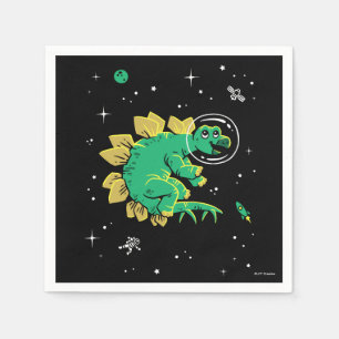Grönt Tan Stegosaurus Dinos in Space Pappersservett