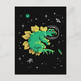Grönt Tan Stegosaurus Dinos in Space Vykort