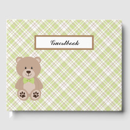 GRÖNT TAN WHITE PLAID MÖNSTER MED NALLE GÄSTBÖCKER