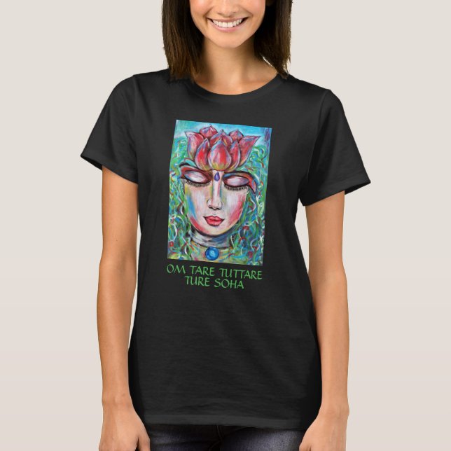 Grönt Tara Goddess Lotus Healing Buddha-BHKatti T Shirt (Framsida)