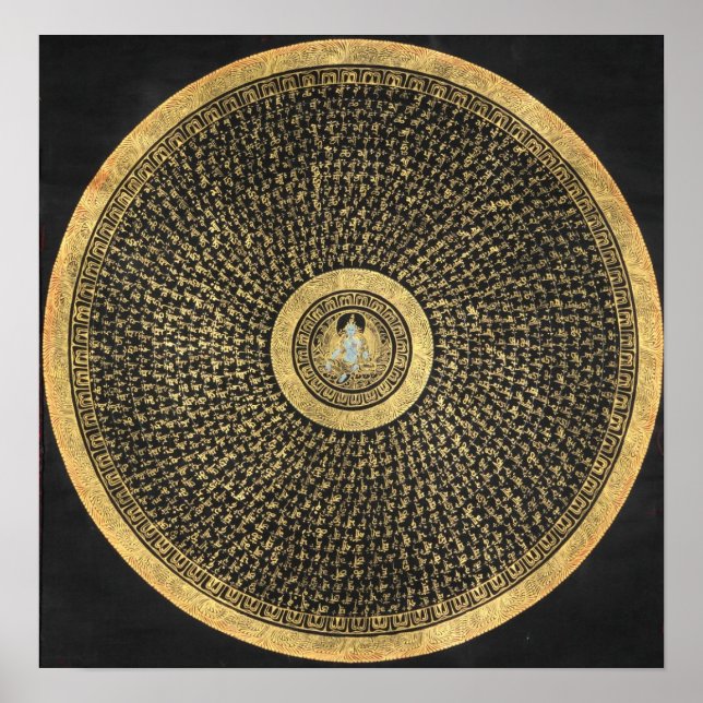Grönt Tara Mandala Thangka Poster (Framsidan)