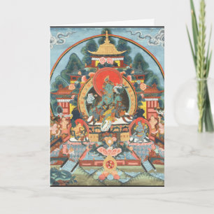 Grönt Tara med Om Mani Padme Hum Tack Kort
