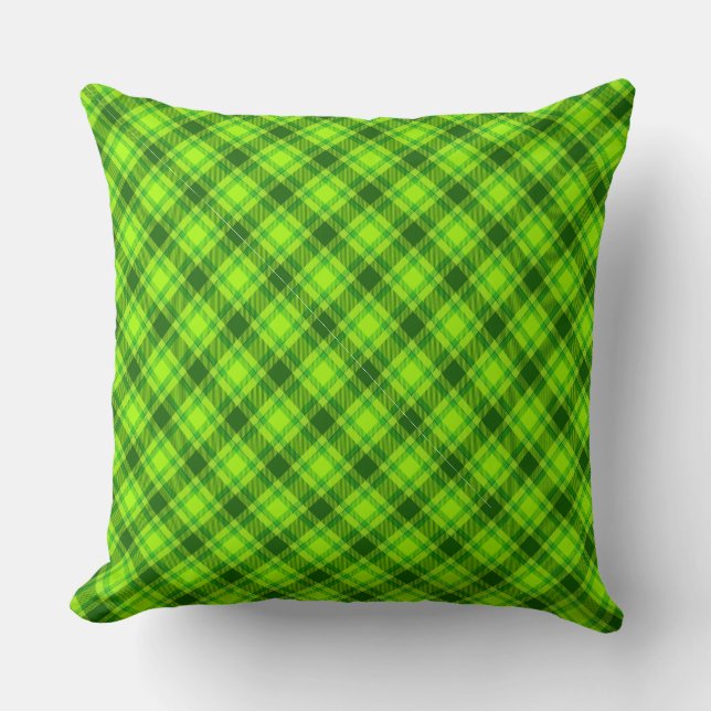 Grönt Tartan Checkered Play Mönster-57578 Kudde (Framsida)