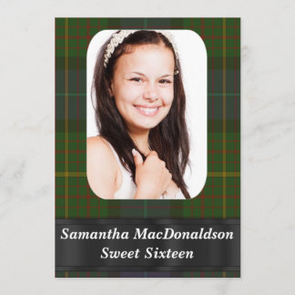 Grönt tartan fotomall sweet sixteen inbjudningar
