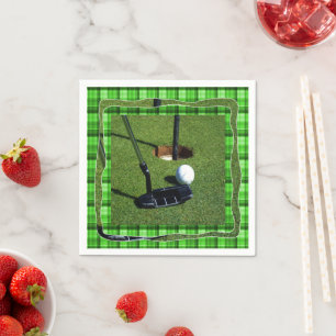 Grönt Tartan Golf Klubb Par, Pappra Party Napkins Pappersservett