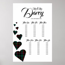 Grönt Tartan Heart-sätesdiagram Poster