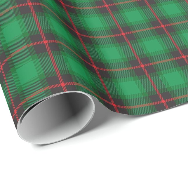 Grönt Tartan Helgdagars Snyggt Traditionell Presentpapper (Rullad Hörn)