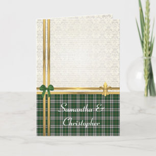 Grönt tartan och guld på damm inbjudan