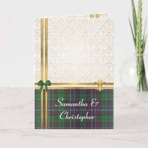 Grönt tartan och guld på damm inbjudan