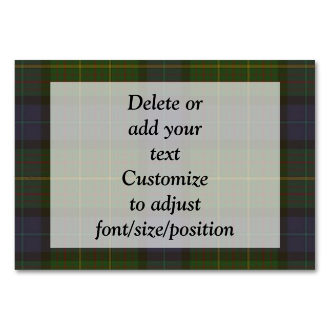 Grönt tartan plaid bordsnummer (Framsidan)