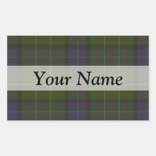 Grönt tartan plaid rektangulärt klistermärke