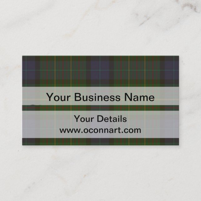 Grönt tartan plaid visitkort (Framsida)