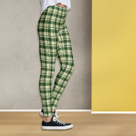 Grönt Tartan Play Mönster Leggings