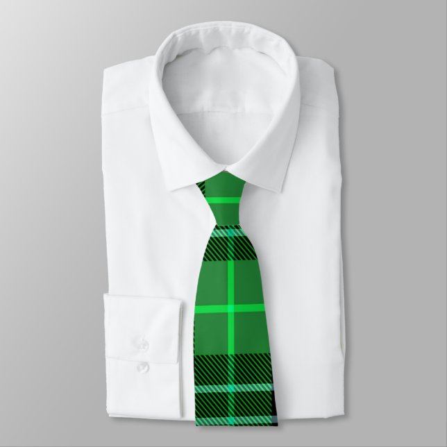 Grönt Tartan Play Neck Tie Slips (Bunden)