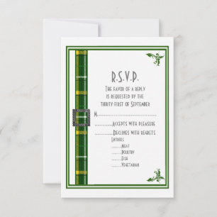 Grönt tartan ribbon bröllop R.S.V.P OSA Kort