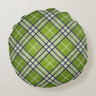 Grönt Tartan Rund Kudde